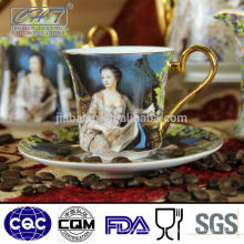 150ml novo design decorativo porcelana xícara de café e pires conjunto